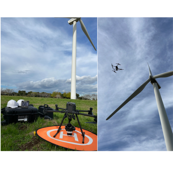 商用風力発電機1基の点検を、自律型ドローンを用いて実施