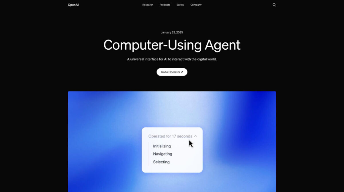 OpenAI、AIがコンピュータを操作するエージェント「Operator」を発表！