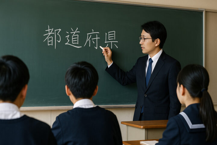 ChatGPTの画像では、黒板に書かれた「都道府県」の文字が非常に鮮明かつ正確に描かれており、文字再現の精度が際立っています