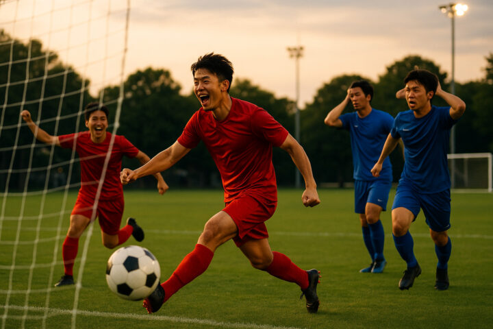サッカーの試合風景画像を生成して比較　ChatGPT