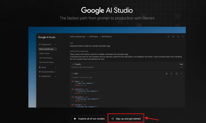 Google AI Studioにアクセスする 