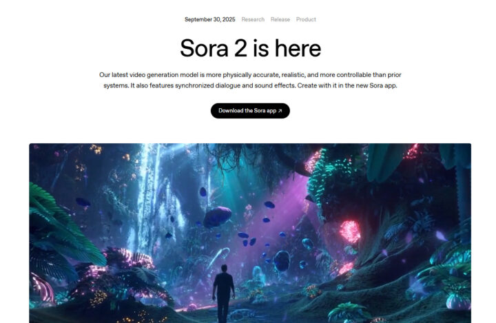 OpenAIが動画生成AI「Sora 2」を公開、物理法則の正確な再現と音声同期機能を実装した次世代モデル