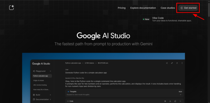 Google AI Studioからvibe coding(Build)を開く