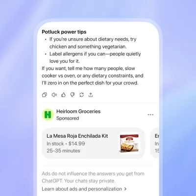 OpenAI、ChatGPT無料版とGoプランで広告配信テストを米国で開始、有料プランは広告非表示